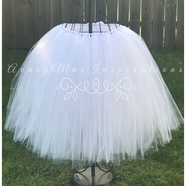 Ladies White Tulle Tutu, Adult White Tulle Skirt, Bachelorette Party Tutu, Wedding Costume, Any Color or Size