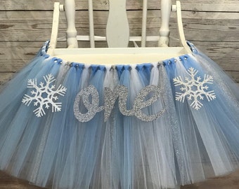 High Chair Tutu, Blue and White Winter Onederland High Chair Banner, Highchair Tutu, Highchair Banner, Winter First Birthday High Chair