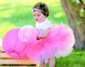 Pink Ombre Girls Tutu, Birthday Tutu, Toddler Tutu, Infant Tutu, Smash Cake Photo Shoot Outfit, Light Pink Fluffy Tutu