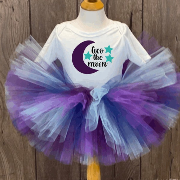 Two The Moon Girls Birthday Outfit, Girls 2nd Birthday Tutu, Outer Space Galaxy Party, Out of this World Bday Party, Stars Shirt, Navy Aqua