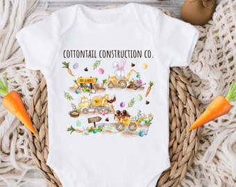 Boys Easter Onesie, Cottontail Construction, Easter Gift for Baby, Toddler Bodysuit, First Easter Boys Shirt, Cute Boys Easter Shirt