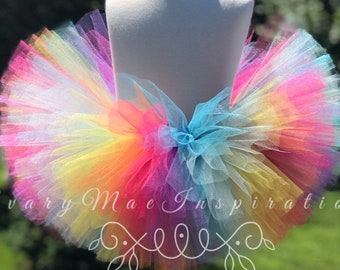 Bright Rainbow Girls Tutu, Sweet Candy Brite Unicorn Toddler Tutu, Candyland Baby Girl Fluffy Skirt, Twotti Fruitti, First Birthday Fiesta