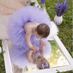 Girls Tutu, Lavender Tutu for Girls 1st Birthday Smash Cake Photo's, Light Purple Sweet Baby Girl Outfit, Lilac Infant tutu, Two Cute Tutu image 1