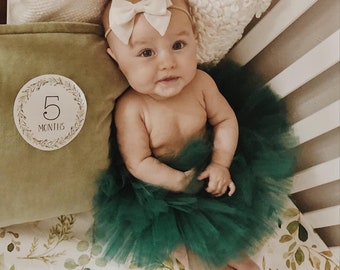 Hunter Green Girls Tutu, Infant Tutu, Toddler Tutu, Baby Tutu, Newborn Fluffy Tutu, Smash Cake Photo Shoot, Custom Girls Birthday Tutu