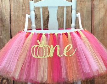 My Little Pumpkin High Chair Tutu, ANY COLORS Our Little Perfect Pumpkin High Chair Banner, Girls Fall First Birthday, 1st Smash Cake Party