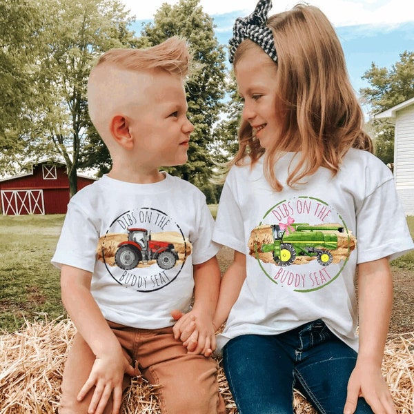 Dibs on the Buddy Seat Toddler Tee Shirt, Funny Farm Boy Shirt, Red Combine Girl T Shirt, Green Tractor Farm Shirt, Toddler Harvest Buddy,