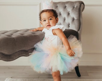 Pastel Rainbow Tutu, Baby Tutu, Infant Tutu, Toddler Tutu, Girls Tutu, First Birthday Tutu, Pastel Tutu, Smash Cake Photo Shoot Fluffy Tutu