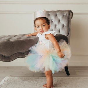 Pastel Rainbow Tutu, Baby Tutu, Infant Tutu, Toddler Tutu, Girls Tutu, First Birthday Tutu, Pastel Tutu, Smash Cake Photo Shoot Fluffy Tutu