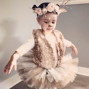 Girls Fluffy Tutu, ANY SIZE, Brown and Ivory Deer Costume Tulle Tutu, Harvest Tutu, Girls Fall Tutu, Baby Fawn, Infant Tutu, Toddler Tutu image 1