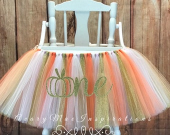 Our Little Pumpkin High Chair Tutu, ANY COLORS Our Little Perfect Pumpkin High Chair Banner, Girls Fall First Birthday, 1st Smash Cake Party