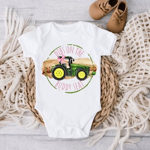 Dibs on the Buddy Seat Bodysuit, Pregnancy Reveal to Dad, Girl Boy Birth Announcement, Farm Green Tractor Baby Bodysuit, Combine Shower Gift