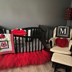 Red Tulle Crib Skirt, ANY COLOR Tulle Crib Tutu, Baby Girl Princess Nursery, Crib Tutu, Nursery Decor, Baby Room Crib Ruffle