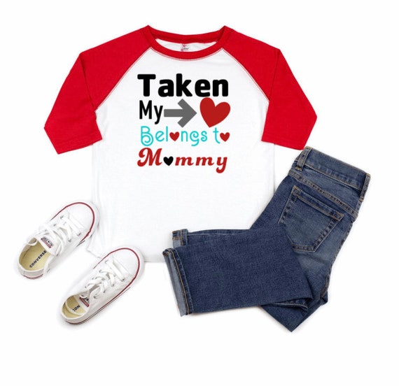 My Heart Belongs to Mommy Valentine's Day Shirt, Raglan Red and White Jersey, Little Boys Valentines Day Shirt, Toddler Boys Heart Breaker Il_570xn