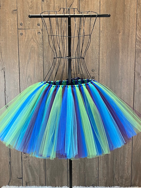 Peacock Ladies Tulle Skirt, Enchanted Peacock Costume, Any Size Girls & Woman Green, Blue and Purple Tulle Tutu, Halloween Costume Il_570xn