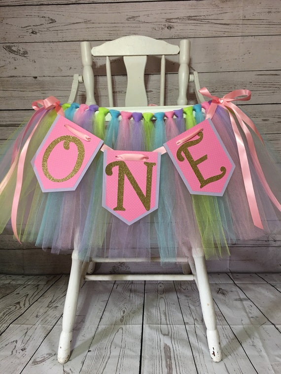 High Chair Skirt Confetti First Birthday High Chair Tutu Tulle