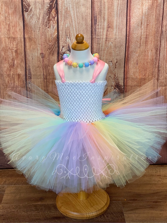 rainbow tulle dress