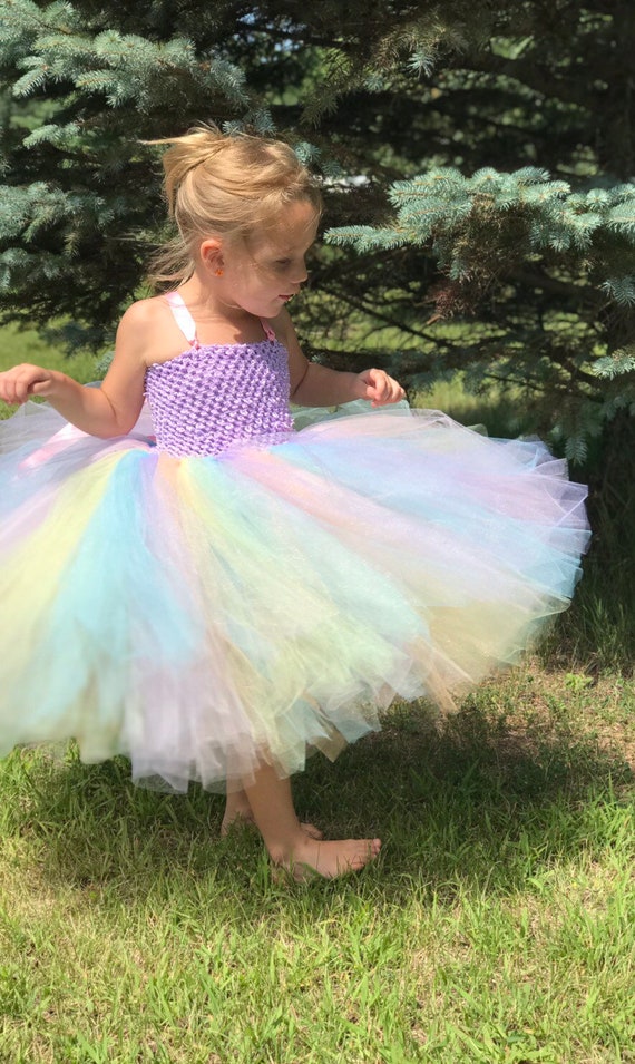 Vestido de para niñas tutú de unicornio arco iris -