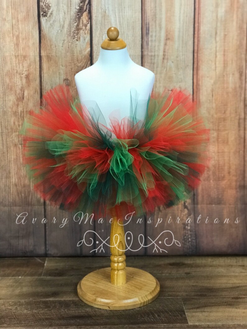 Girls Tutu, Red Christmas Tutu, ANY COLORS, Baby Tutu, Red and Green Infant Tutu, Toddler Tutu, Fluffy Tutu, Tulle Tutu, Girls Holiday Tutu image 5