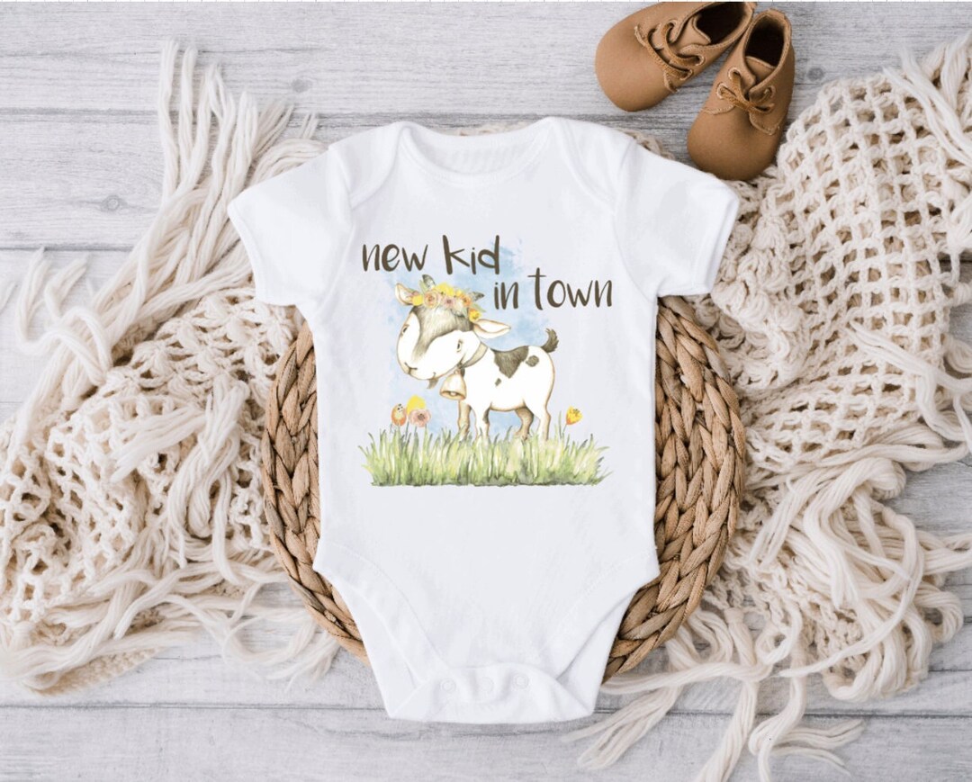 Goat Baby Onesie New Kid in Town Baby Bodysuit Goat Birth Etsy