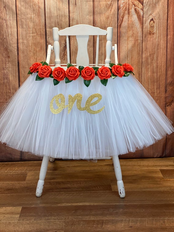 Red and White Floral First Birthday High Chair Tutu, Girls Banner Decor, Red Roses, Christmas Birthday, Floral Smash Cake Party, Valentines Il_570xn