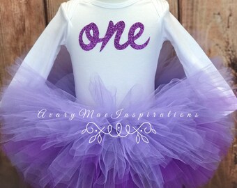 Lavender First Birthday Outfit, Purple Ombre Girls 1st Birthday Tutu, One Year Old Bodysuit, Smash Cake Photo Outfit, First Birthday Outfit