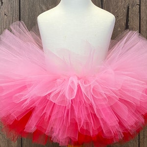 Pink to Red Ombre Girls Tutu, Baby Tutu, Toddler Blush Smash Cake Outfit, Infant Tutu, Valentines Day Outfit, Ballerina Princess Girls Tutu image 2