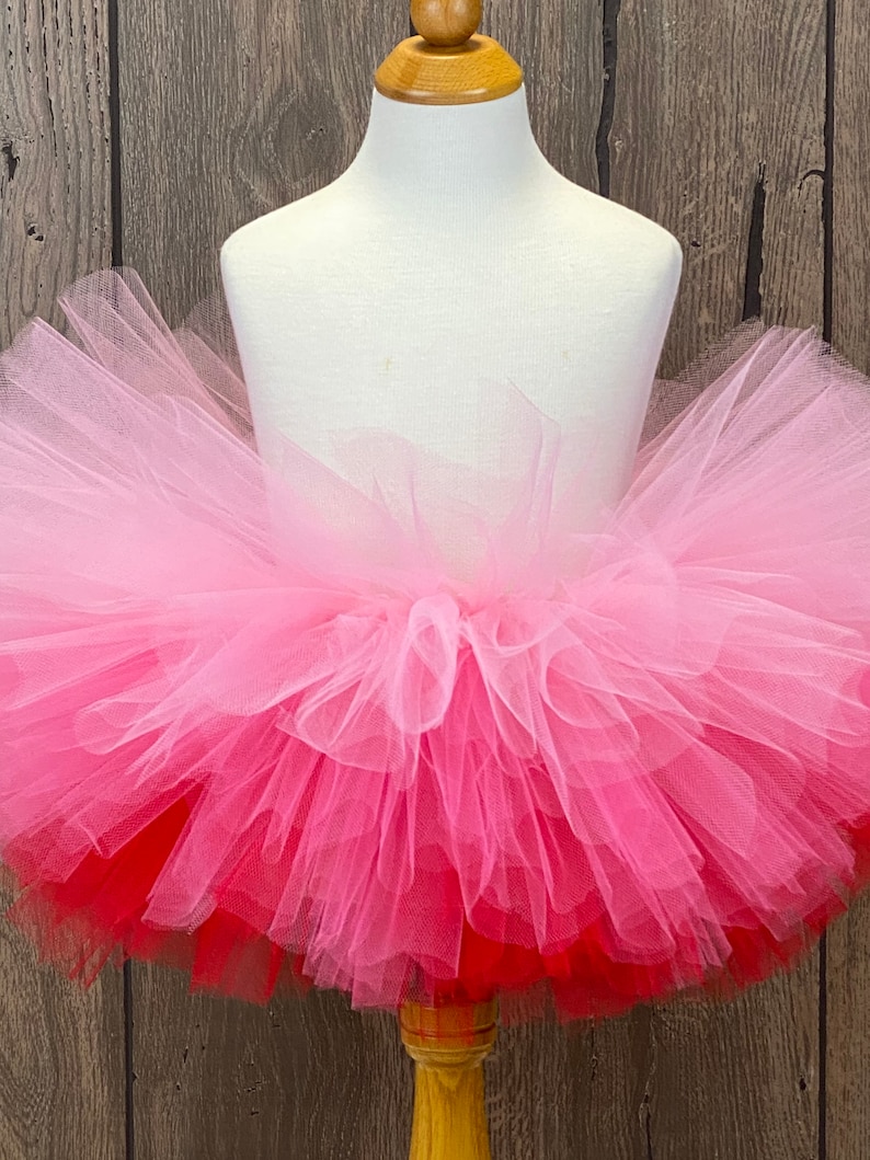 Pink to Red Ombre Girls Tutu, Baby Tutu, Toddler Blush Smash Cake Outfit, Infant Tutu, Valentines Day Outfit, Ballerina Princess Girls Tutu image 2