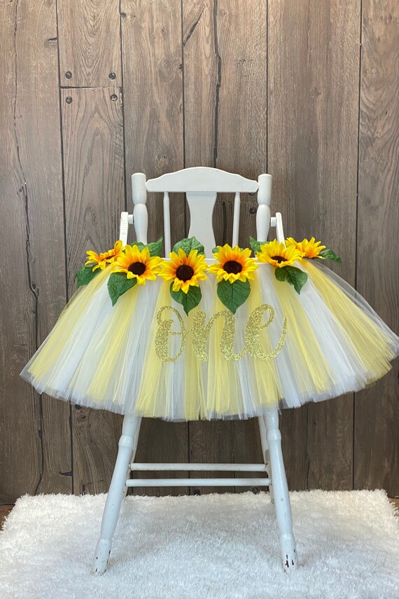 High Chair Tutu, Highchair Tutu, Sunflower Girls First Birthday High chair Banner, Smash Cake Party Decor, 1st BEEday, Summer First Birthday Il_570xn