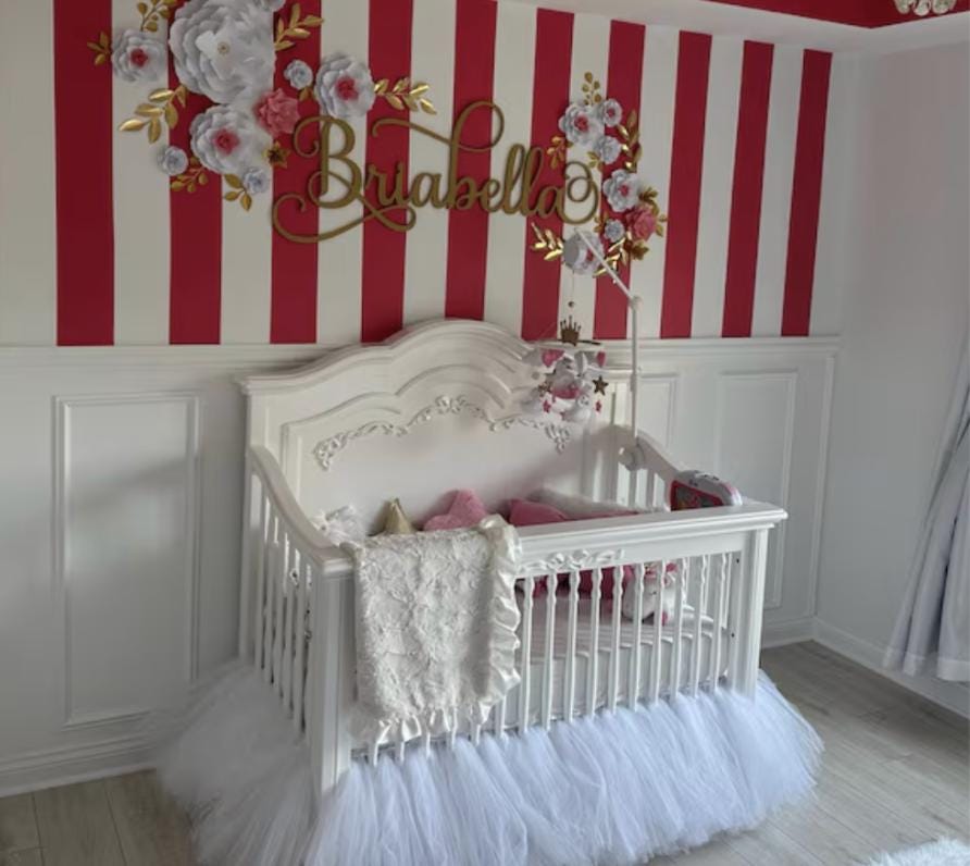 White Tulle Crib Skirt, ANY COLOR Tulle Crib Tutu, White Baby Girl Princess Nursery, Pink and Cream Crib Ruffle, Ivory Crib Duster