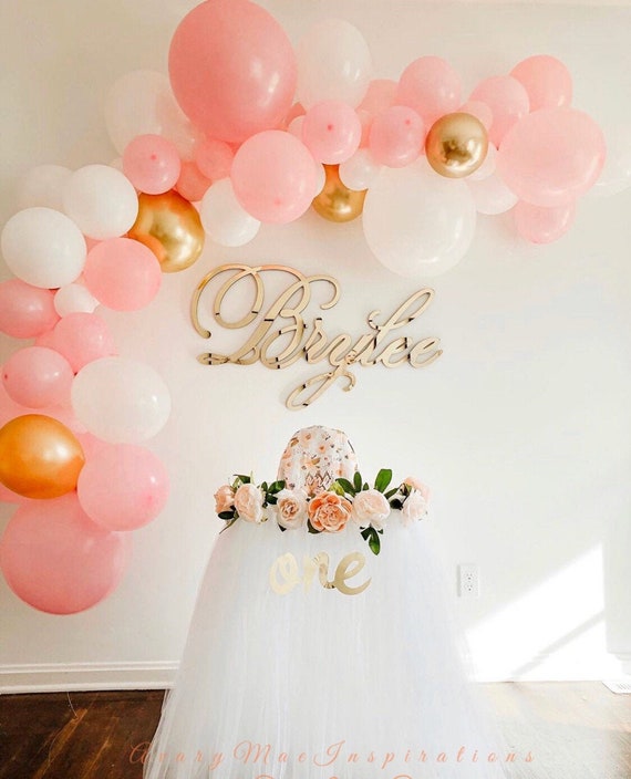 High Chair Skirt, Highchair Tutu, Girls First Birthday High chair Banner, Smash Cake Party Decor, White and Peach Floral 1st Birthday Il_570xn