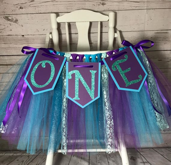 Little Mermaid High Chair Tutu High Chair Skirt Highchair Tutu Highchair Skirt Blue And Purple High Chair Banner Will Custom Make