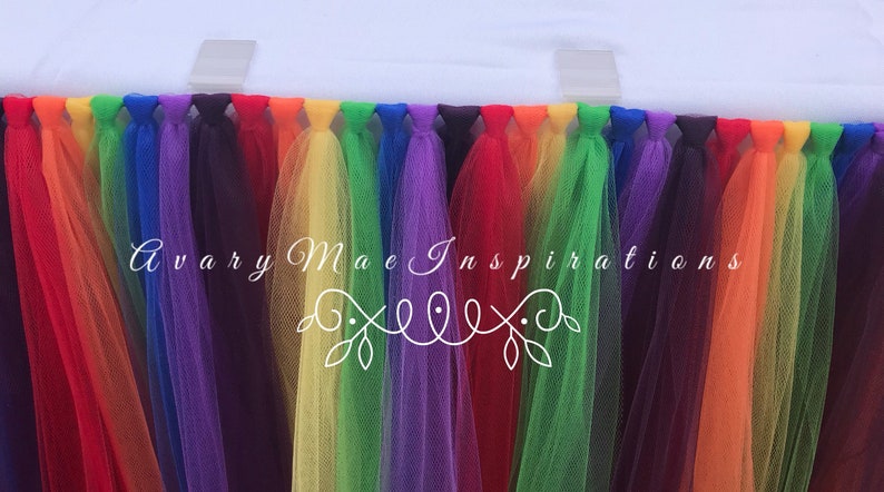Rainbow Tulle Table Skirt Rainbow Party Tutu Table Skirt Tulle Table Tutu Desert Shower ANY COLORS Tulle Tutu Table Skirt Birthday