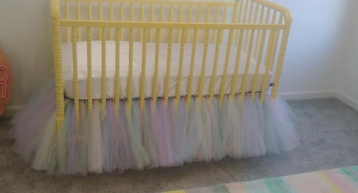 Pastel Rainbow Tulle Crib Skirt ANY COLOR Tulle Crib Tutu Etsy