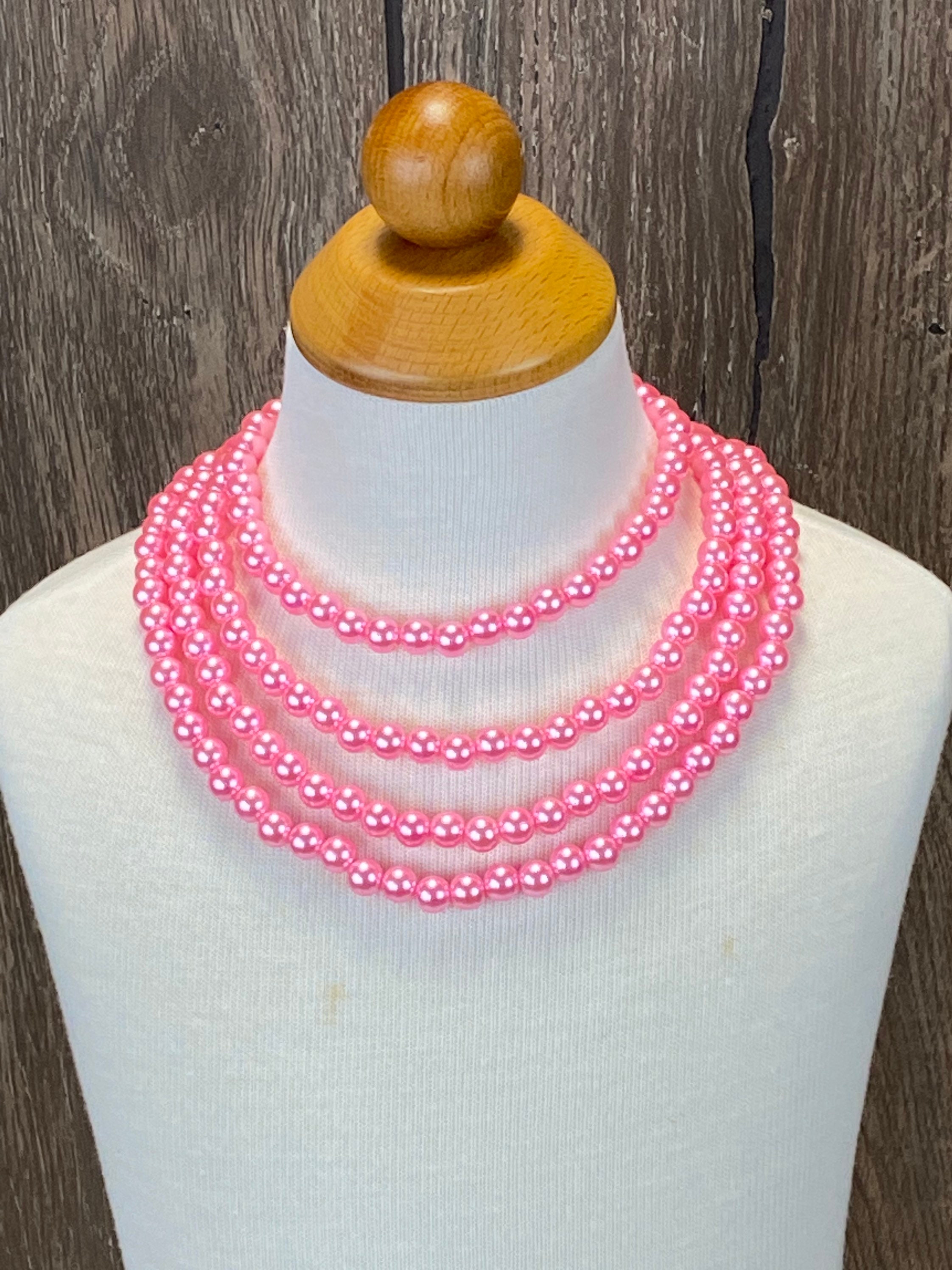 Pearl Baby Necklace Pink Girls Necklace Baby Pearl Necklace Etsy