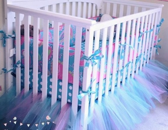 pink tulle crib skirt