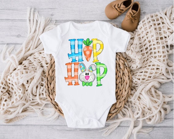 Boys Easter Onesie, Hip Hop Bunny and Carrot Shirt, Easter Gift for Baby, Toddler Bodysuit, First Easter Boys Shirt, Raglan Jersey Il_570xn