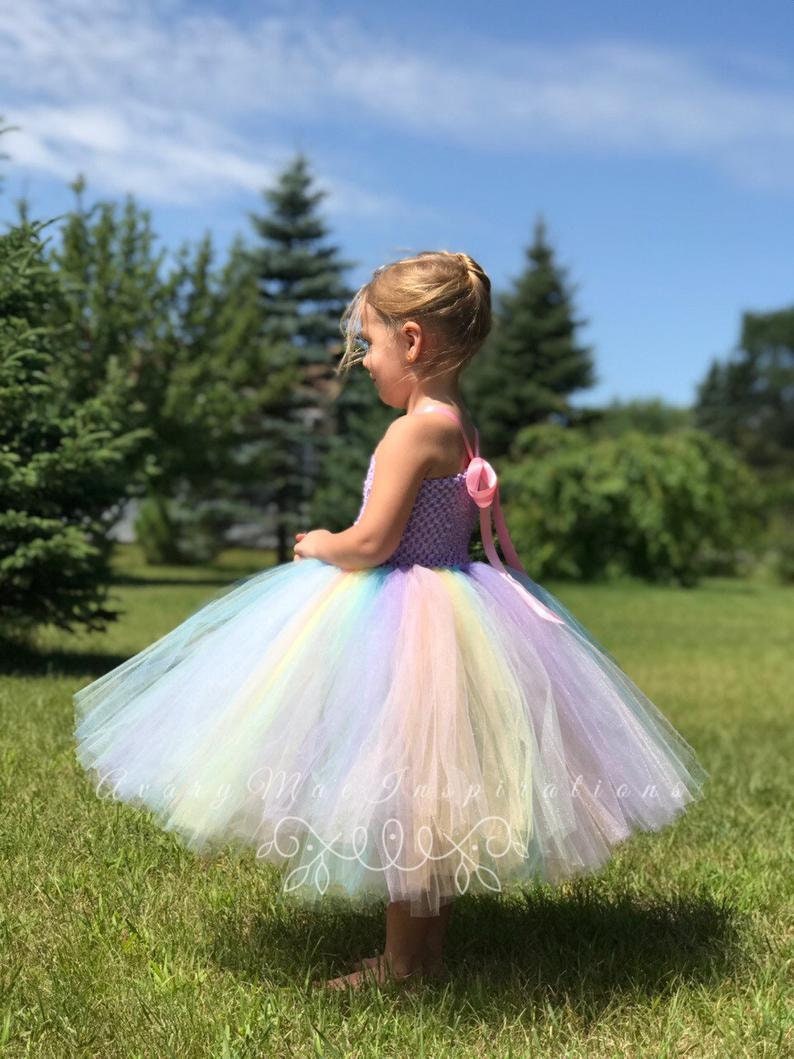 Girls Tutu Dress Pastel Rainbow Unicorn Tutu Tutu Dress for Girls Girls Birthday Dress Flower Girl Lavender Tulle Party Outfit