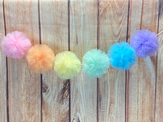 iShyan 12 Pcs Assorted Rainbow Colors Tissue Paper Pom Poms Flower Balls for Birthday Wedding Party Baby Shower Decorations