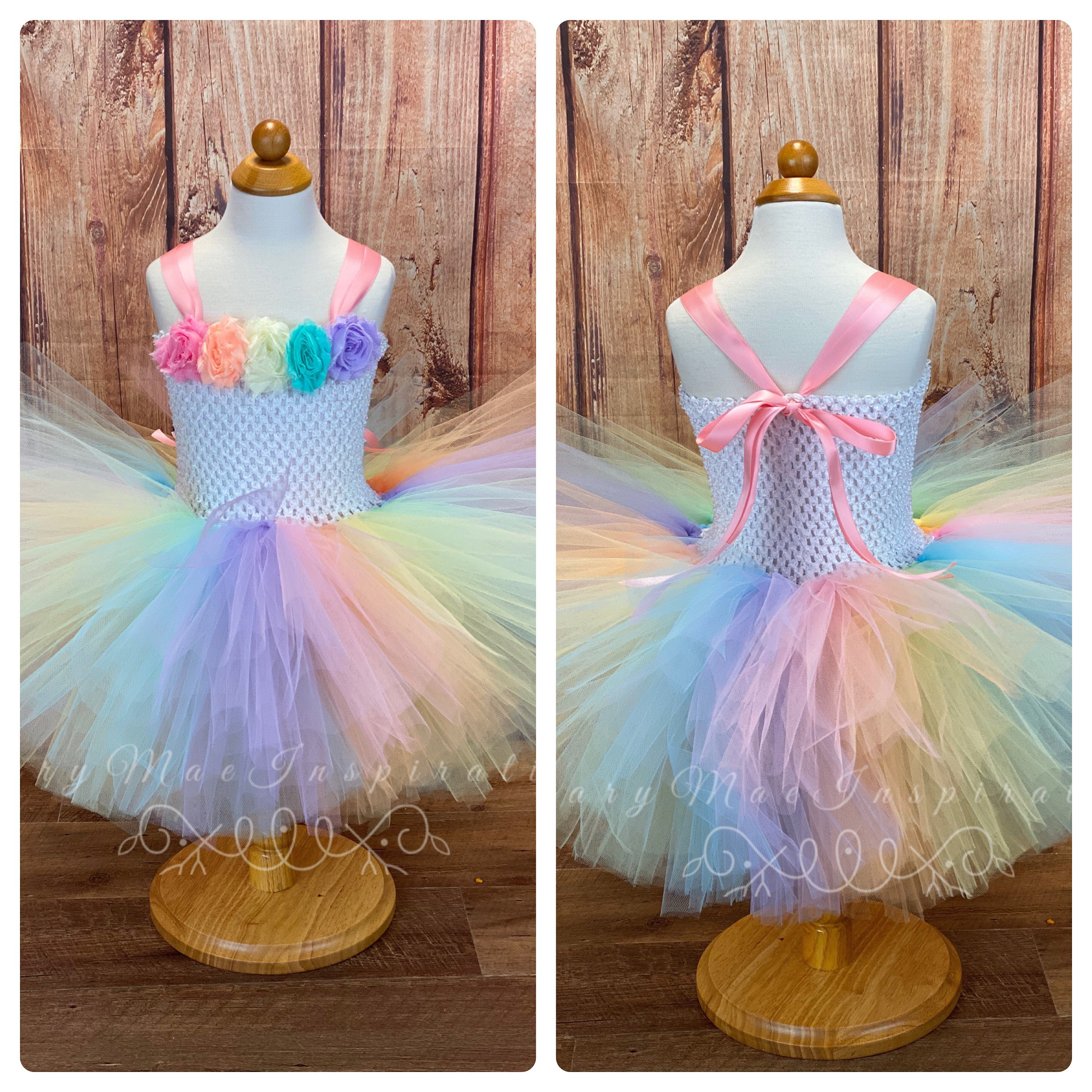 Pastel arco iris unicornio tutú vestido princesa tul fiesta - Etsy México