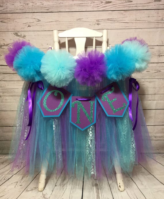 Mermaid High Chair Tutu, Under the Sea High Chair Tutu, Mermaid tutu, First Birthday Highchair Skirt, Smash Cake, High Chair Banner Decor Il_570xn