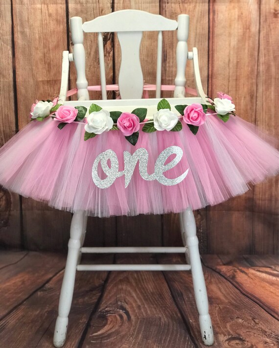 pink and white high chair