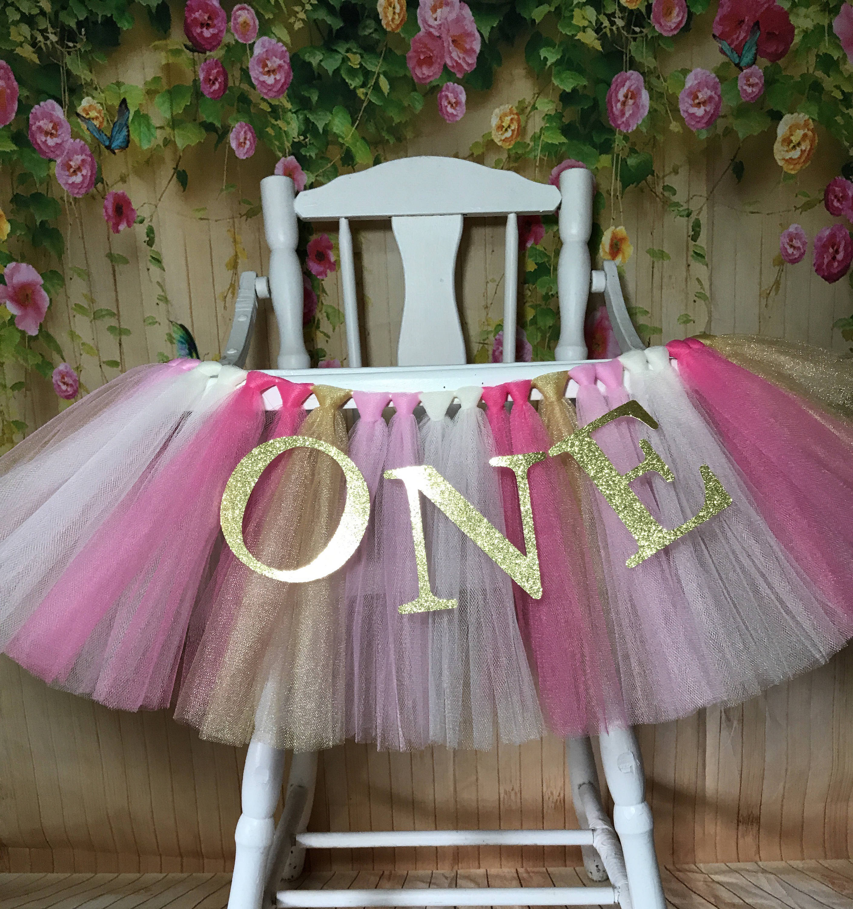 Pink and Gold High chair tutu Highchair tutu High Chair Etsy