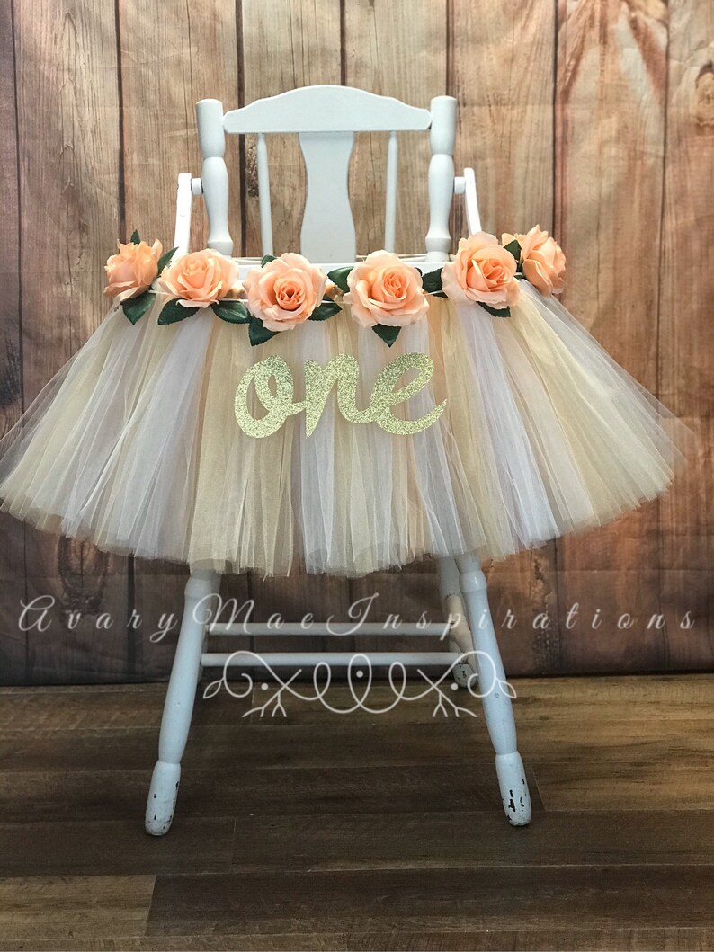 High Chair Tutu Banner Girls First Birthday Highchair Skirt Etsy