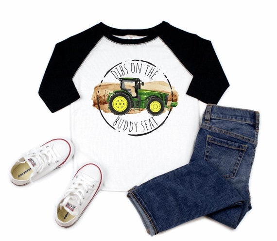 Dibs on the Buddy Seat Shirt, Farm Kid Green Tractor Jersey, Farming with Dad, Future Farmer, Grandpa's Boy, Harvest Buddy, Unisex, Farm Kid Il_570xn