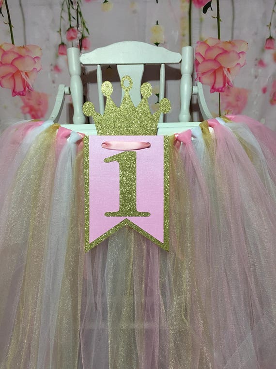 Pink Gold And White High Chair Tutu Princess Party Highchair Tutu