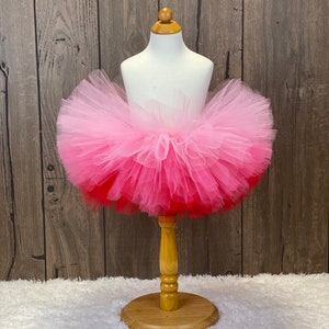 Pink to Red Ombre Girls Tutu, Baby Tutu, Toddler Blush Smash Cake Outfit, Infant Tutu, Valentines Day Outfit, Ballerina Princess Girls Tutu image 3