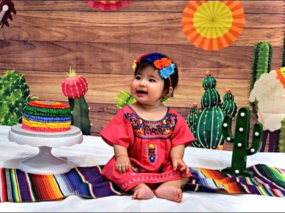 Fiesta Headband, Toddler Headband, First Fiesta Goddess Flower Crown, Shabby Chiffon Girls Side Headband, Baby Birthday Party Hair Bow, Il_570xn