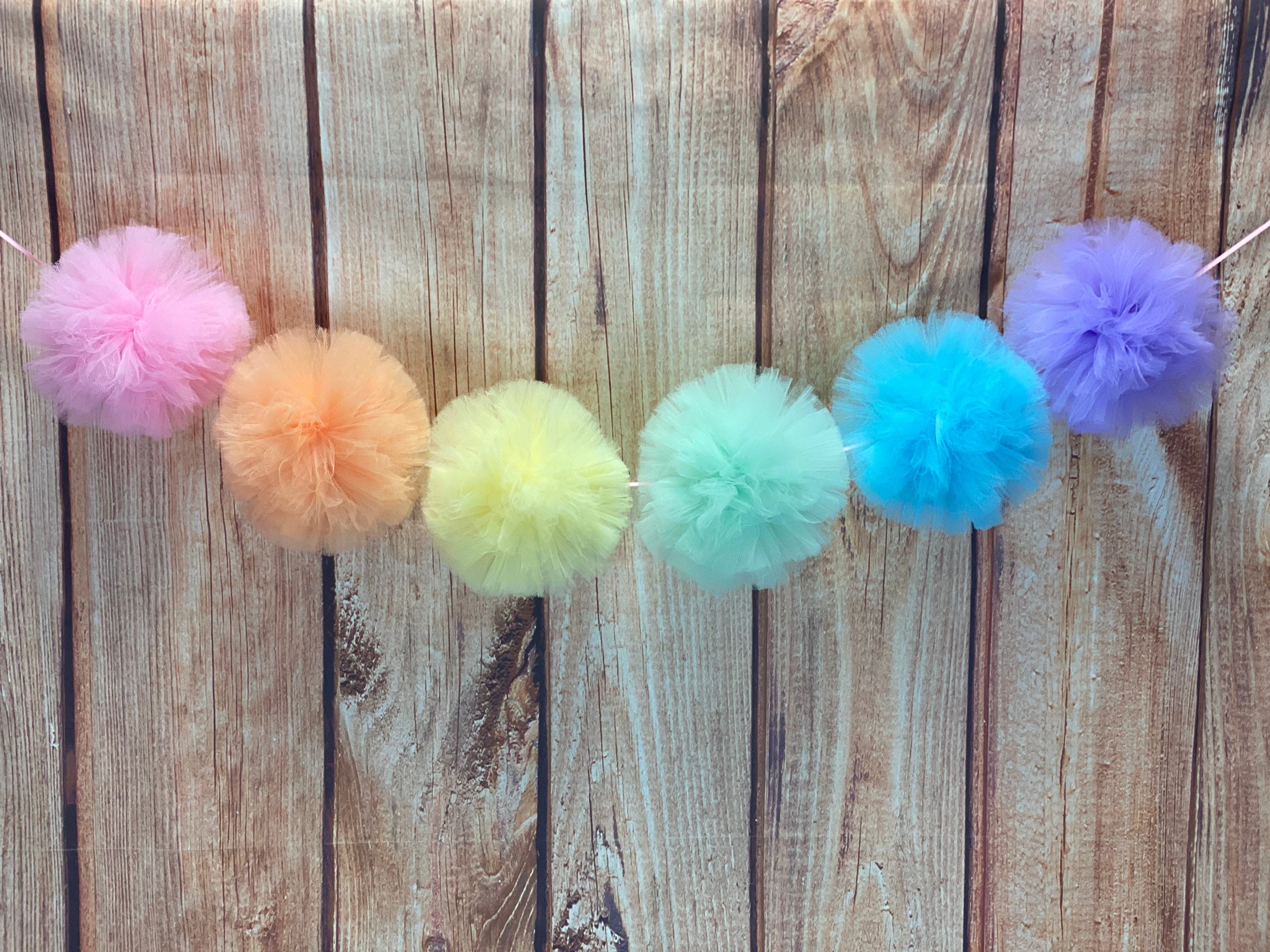 Non-Personalized Watercolor Pom Pom Garland (pink/purple/turquoise) – Tiny  Tag Co.