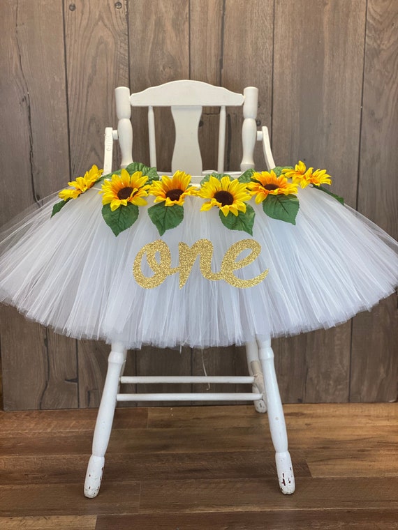 High Chair Tutu, Highchair Tutu, Sunflower Girls First Birthday High chair Banner, Smash Cake Party Decor, 1st BEEday, Our Little Sunflower Il_570xn