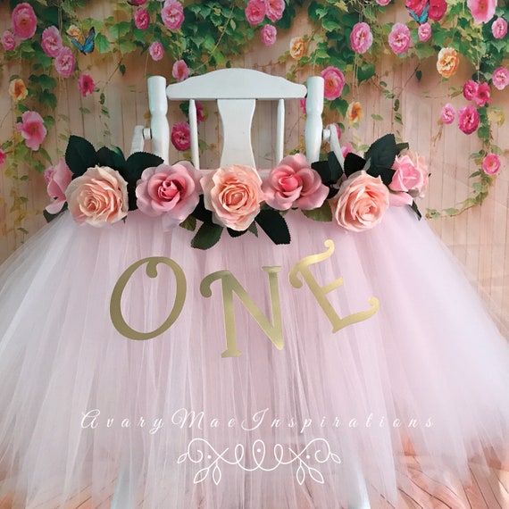 High Chair Tutu - Highchair Tutu Skirt - Light Pink High Chair tutu - Highchair skirt - High Chair Skirt-1st Birthday- High Chair Banner Il_570xn